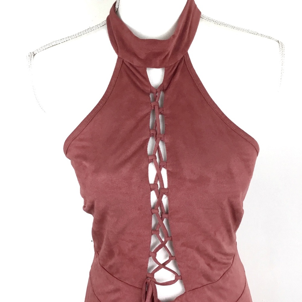 Hustler faux suede lingerie mini dress